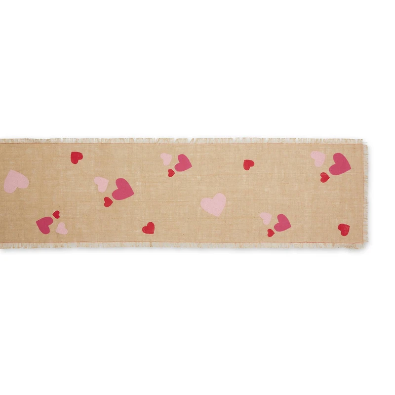 DII® 74" Hearts Printed Jute Table Runner