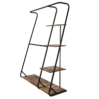 Honey Can Do 68" Freestanding Open Closet Wardrobe with Wood Shelf & Black Metal Frame