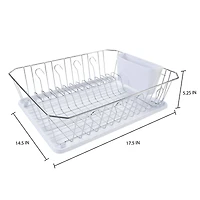 Kitchen Details White 3-Piece Chrome Dish Rack Set
