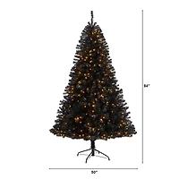 7ft. Pre-Lit Black Artificial Christmas Tree, Clear LED Lights