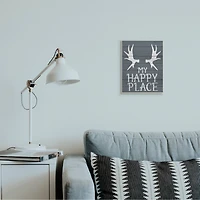 Stupell Industries Rustic My Happy Place Large Elk Antlers Wall Plaque