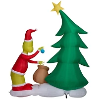 8.5ft. Airblown® Inflatable Christmas Grinch Putting Ornaments on Tree