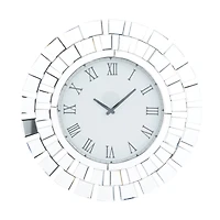 Silver MDF Glam Wall Clock, 24" x 2" x 24"