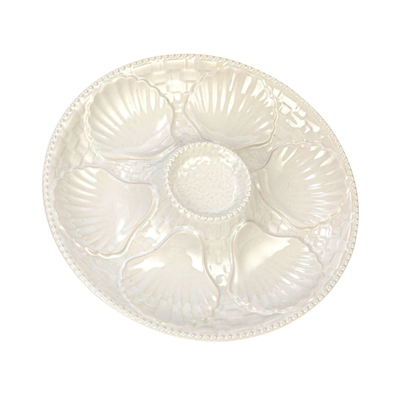 Hello Honey® 10" Matte White Round Stoneware Oyster Plate
