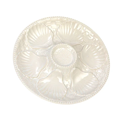 Hello Honey® 10" Matte White Round Stoneware Oyster Plate