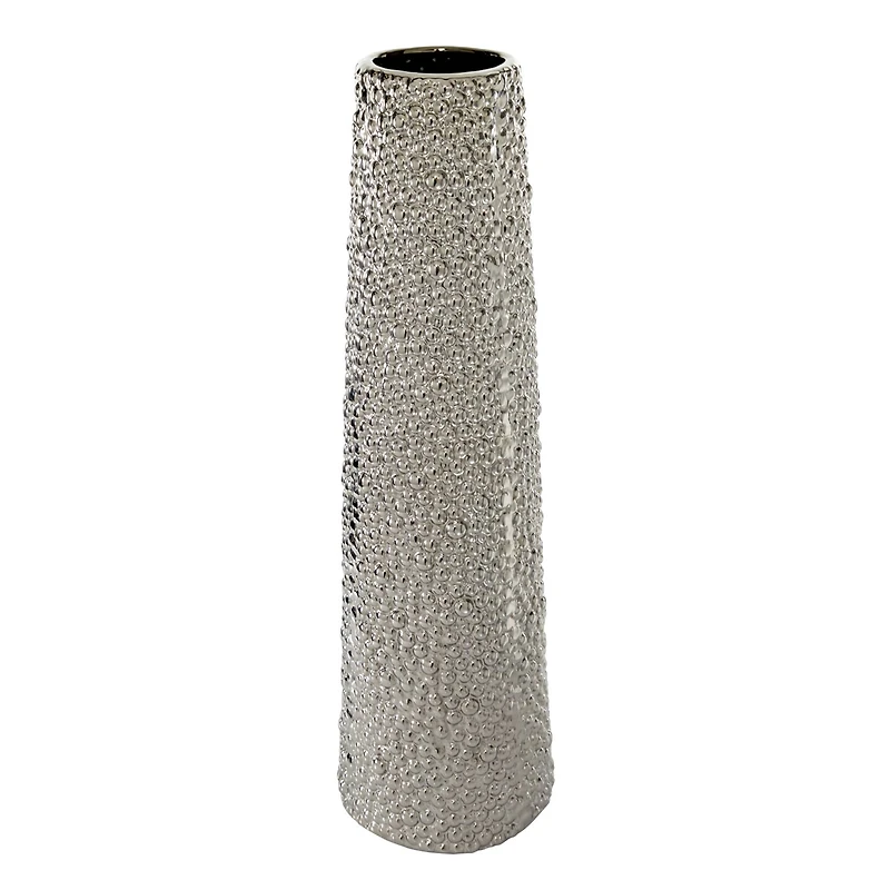 Silver Ceramic Glam Vase, 26" x 7" x 7"