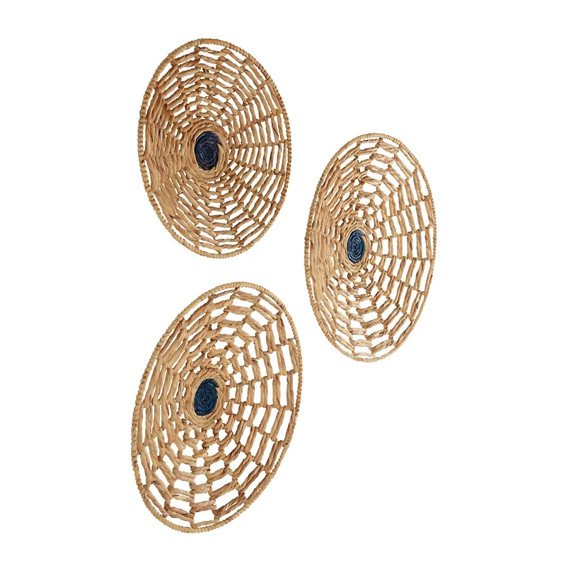 Set of 3 Brown Dried Plant Material Coastal Style Wall Decor, 28", 24", 20"