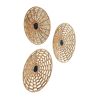 Set of 3 Brown Dried Plant Material Coastal Style Wall Decor, 28", 24", 20"