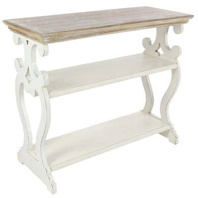 White Farmhouse Wood Console Table, 32" x 38"