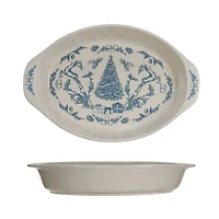 Hello Honey® 2qt. Blue & Cream Classic Holiday Stoneware Baker with Handles