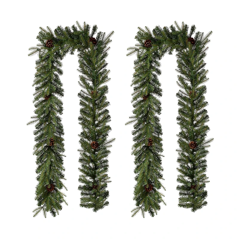 Glitzhome® 9ft. Pre-Lit Pinecone Christmas Garland with Timer, 2ct.