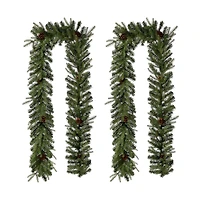 Glitzhome® 9ft. Pre-Lit Pinecone Christmas Garland with Timer, 2ct.