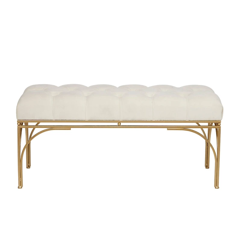 White Metal Glam Bench, 18" x 39" x 16"