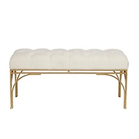 White Metal Glam Bench, 18" x 39" x 16"