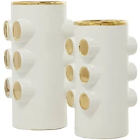 White Ceramic Contemporary Vase, Set of 2