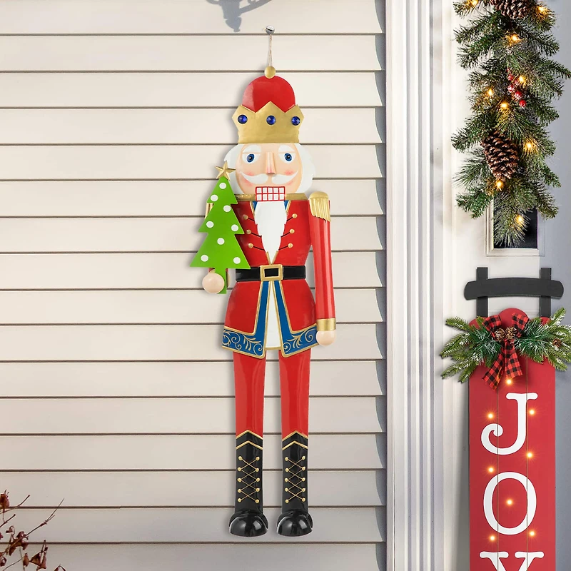 Glitzhome® 43.25" Metal Christmas Nutcracker Yard Stake/Décor Accent