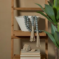 Blue Wood Beaded Garland with Tassel