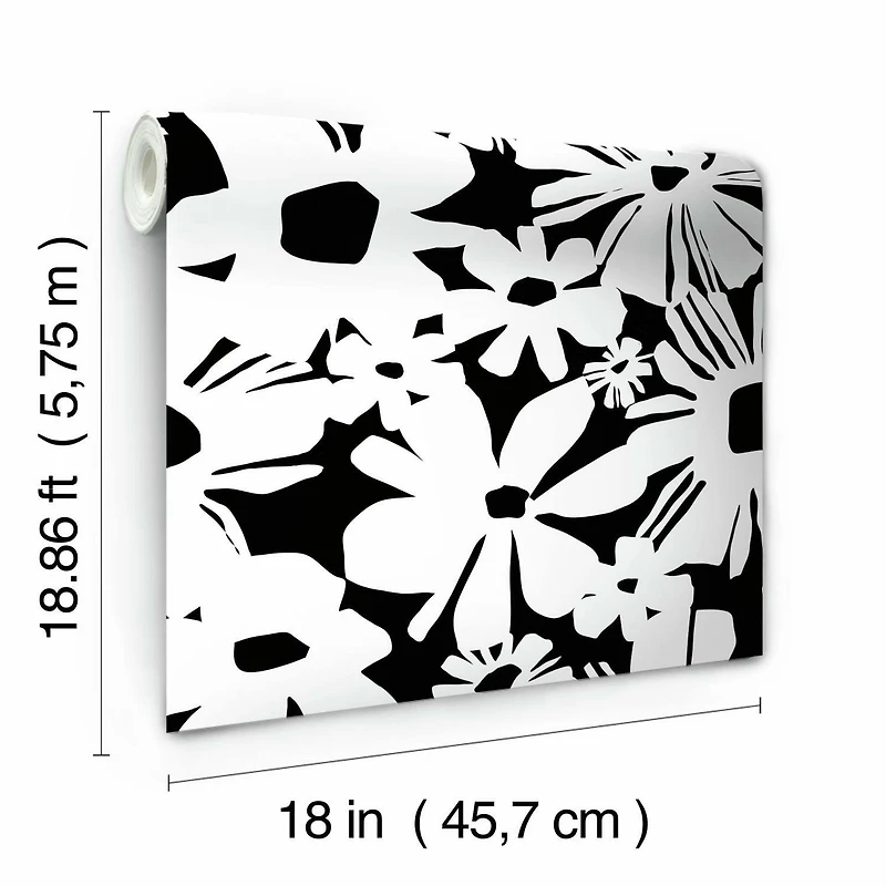 RoomMates Black Daisy Chain Peel & Stick Wallpaper
