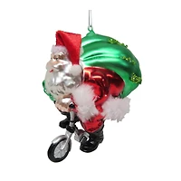 4.5" Santa on Bike Glass Ornament by Ashland®
