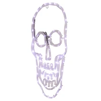 18" White Skull 4-Function LED Halloween Window Silhouette