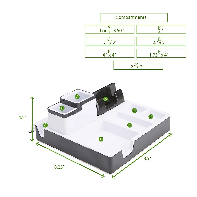 Mind Reader Black USB Port Charging Desk Organizer