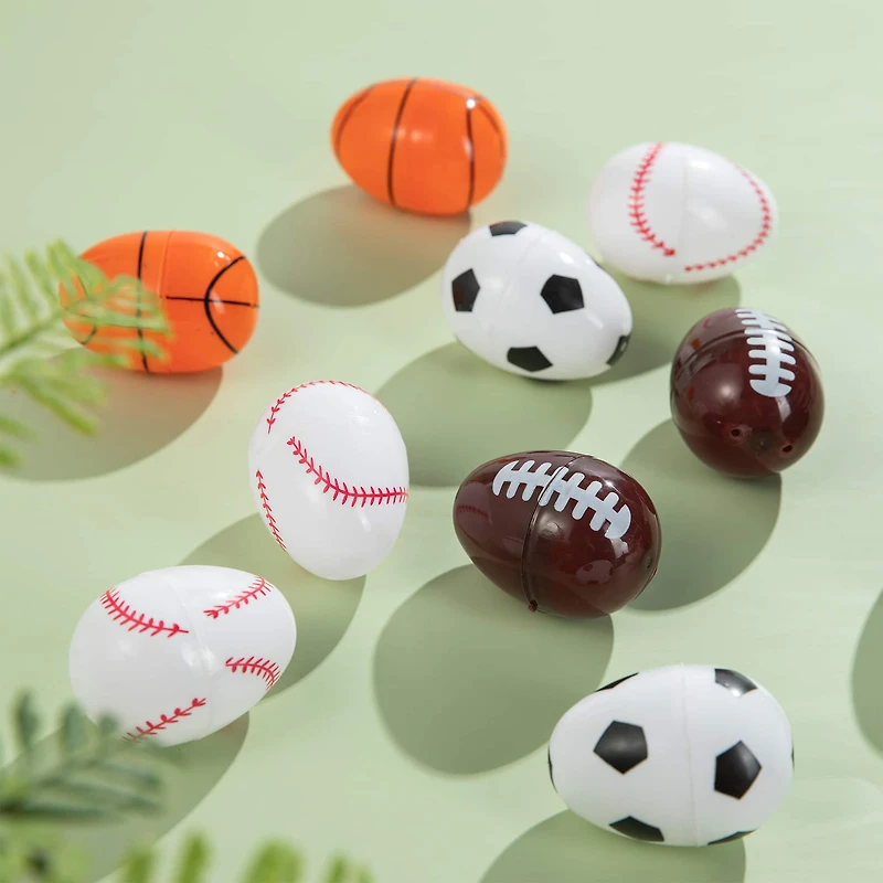 Glitzhome® Easter Plastic Fillable Sports Eggs, 48ct.