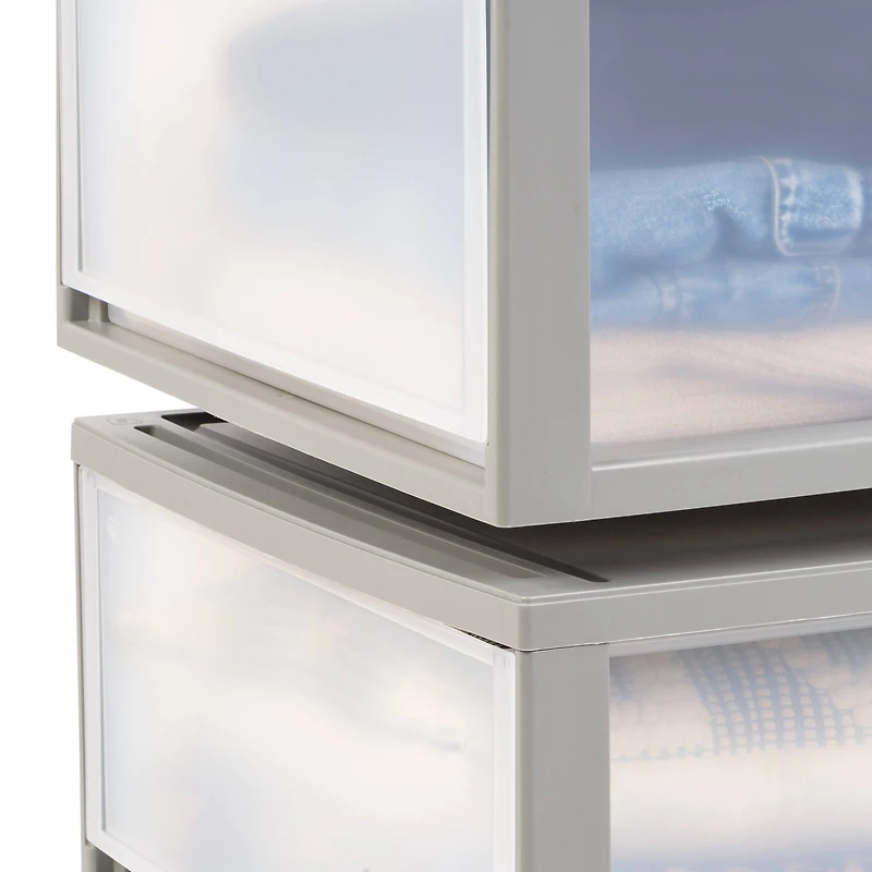 IRIS® 47qt. Gray & Clear Stacking Storage Drawers, 2ct.