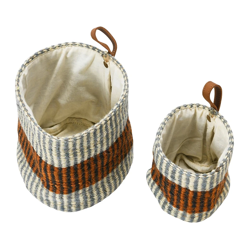 Hello Honey® Rust Striped Woven Jute Basket with Liner Set