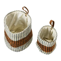Hello Honey® Rust Striped Woven Jute Basket with Liner Set