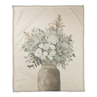 Modern Transitional Flowers 50" x 60" Coral Fleece Blanket