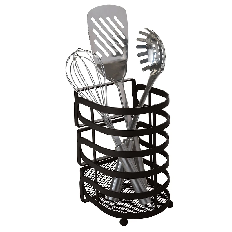 Kitchen Details Matte Black Industrial Collection Cooking Utensil Basket