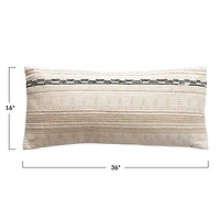 Embroidered Gold, Black & Cream Lumbar Pillow