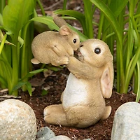 8" Playful Mom & Baby Rabbit Figurine