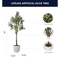 American Art Decor 5ft. Olive Tree in White Ceramic Pot