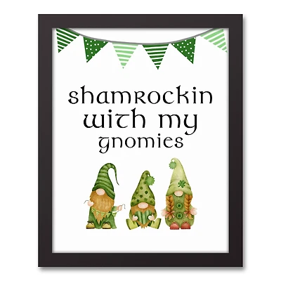 Shamrockin Gnomies 12.73" x 15.73" Black Framed Canvas