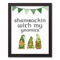 Shamrockin Gnomies 12.73" x 15.73" Black Framed Canvas