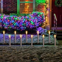 8" White C7 Candle Pathway Markers Christmas Lights With White Wire, 10ct.