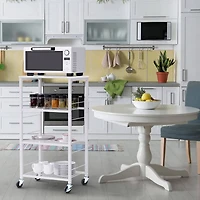 White Kitchen Storage 4-Tier Rolling Utility Cart