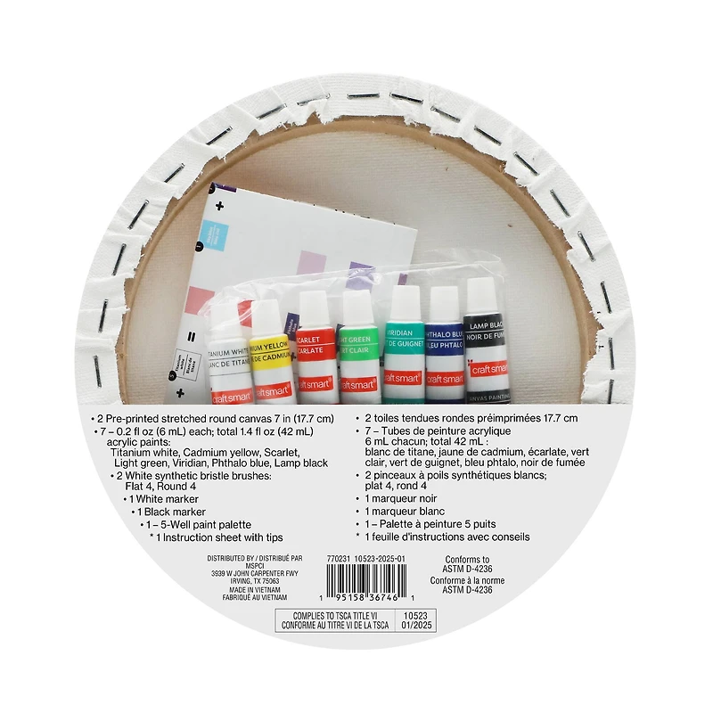 7" Lake & Cabin Round Canvas Painting Kit by Craft Smart®