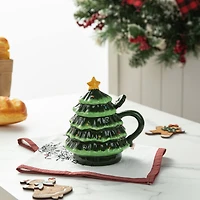 Glitzhome® 6.5" Christmas Ceramic Tree Mug with Lid and Spoon