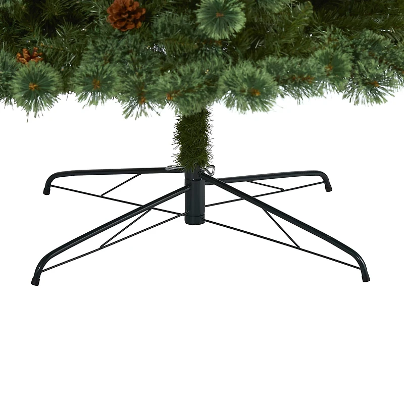 10ft. Pre-Lit White Mountain Pine & Pinecones Artificial Christmas Tree with Clear LED Lights