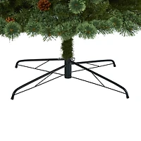 10ft. Pre-Lit White Mountain Pine & Pinecones Artificial Christmas Tree with Clear LED Lights