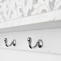 30" White Floating Wall Coat & Hat Hook Rack Shelf