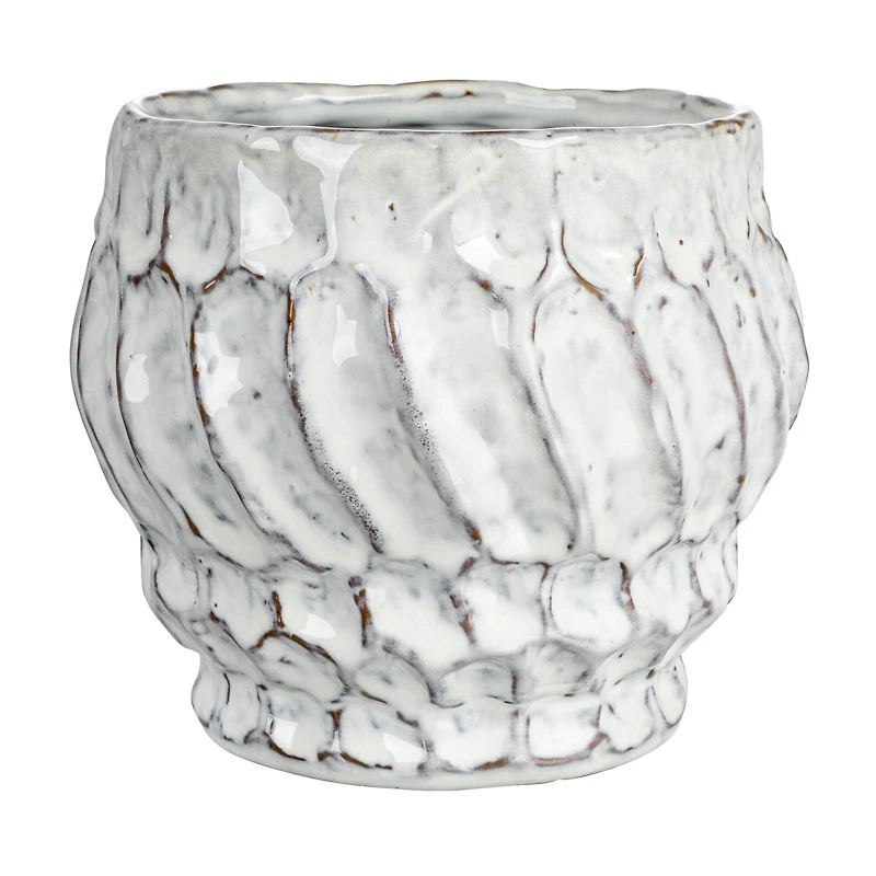 Hello Honey® 5" Ivory Embossed Stoneware Planter
