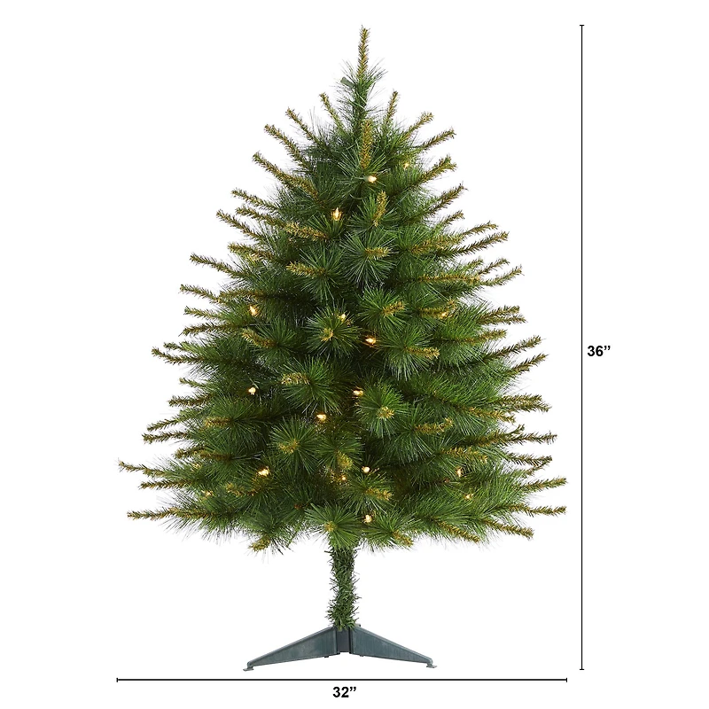 3ft. Pre-Lit New England Pine Artificial Christmas Tree, Clear LED Lights