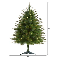 3ft. Pre-Lit New England Pine Artificial Christmas Tree, Clear LED Lights