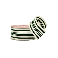 1.5" x 30ft. Green Ticking Ribbon by Celebrate I