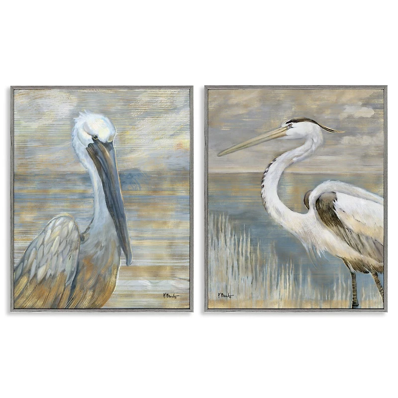 Stupell Industries Sea Birds Abstract Beach Framed Giclee Art