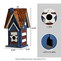 Glitzhome® 12.25" Patriotic Distressed Wood Villa Birdhouse