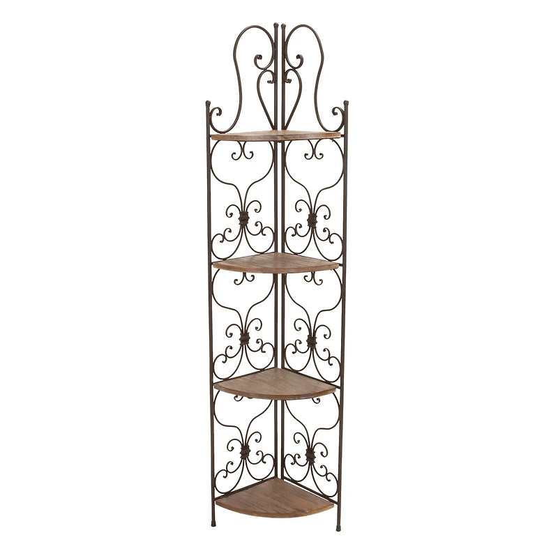 66" Brown Iron Farmhouse Baker's Rack